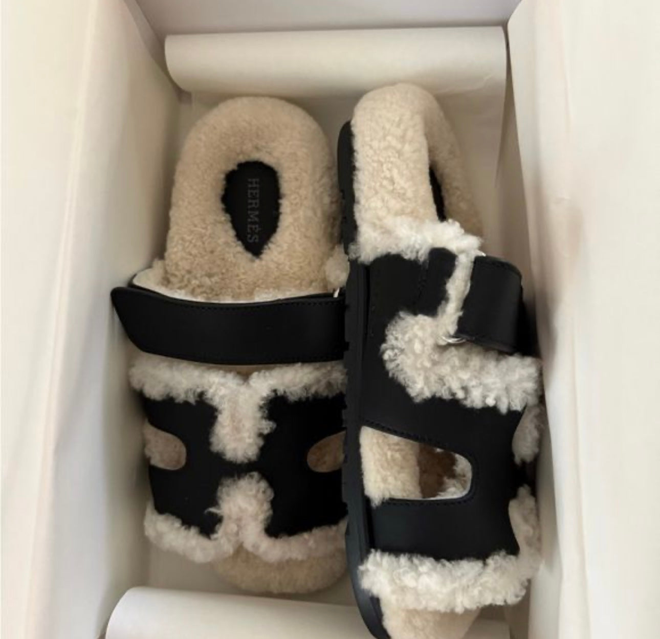 Herme’s Inspired Fur Slippers